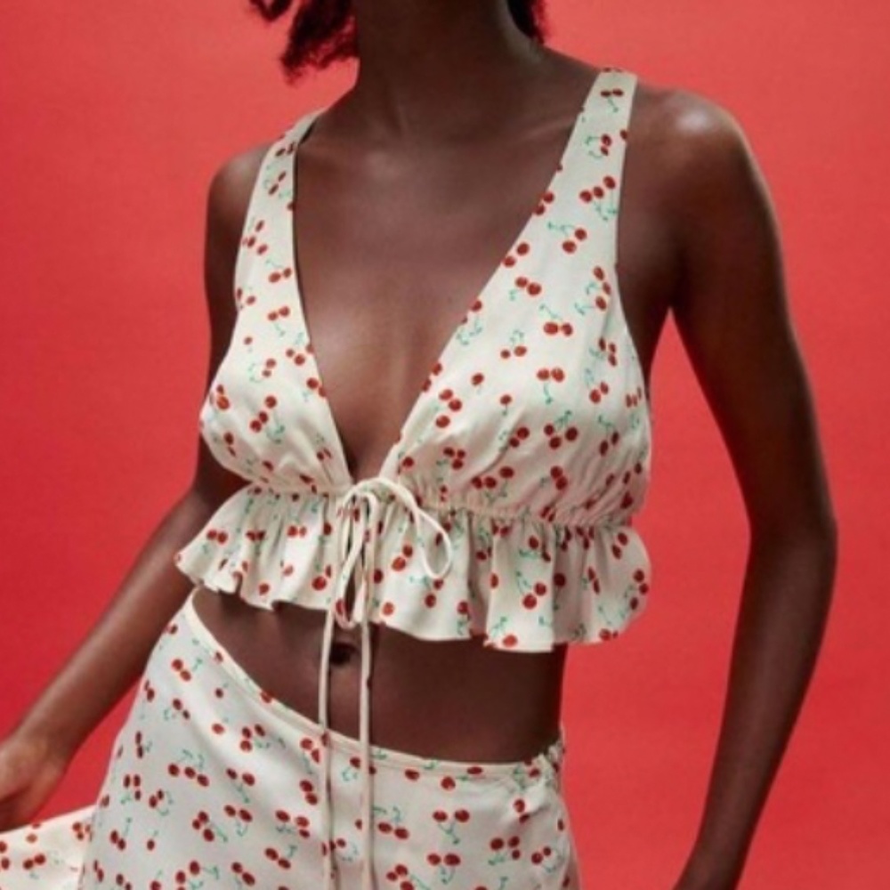 ZARA Cherry tie crop top